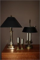 Nice Brass Lamp & Candlestick Lot