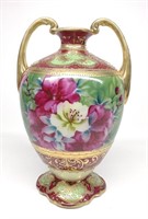 Nippon Floral Burgundy & Gold Urn Vase
