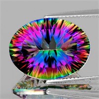 Natural Concave Cut Rainbow Mystic Quartz 31.25 Ct