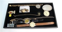 Men's pocket and wrist watches, watch chains,
