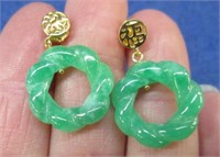 jade circle dangle earrings