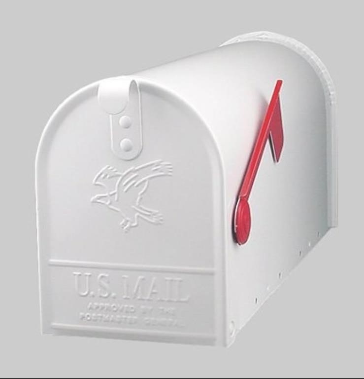 Elite White Galvanized Steel Post Mount Mailbox
