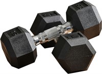 Soozier 2 x 15lbs Hex Dumbbell Set of 2  Rubber We