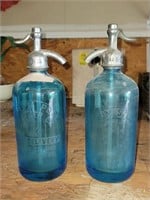 2 Blue Seltzer Bottles