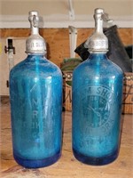 2 Blue Seltzer Bottles