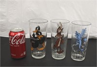3 Looney Tunes Character Collector Glasses