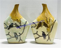 Pair of Matching Ceramic Bird Vases (14”)