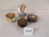 OVAL LIMOGES PORCELAIN PORTRAIT & 3 TRINKET BOXES