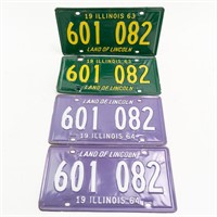 Illinois 63 & 64 Matched Set. License Plates