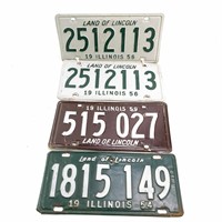 4 Illinois License Plates 54-59