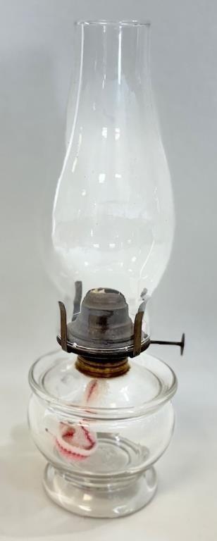 GREAT ANTIQUE PRESSED GLASS FINGER OIL LAMP