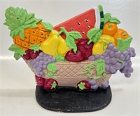 HAND PAINTED CAST IRON FRUIT BASKET DOORSTOP