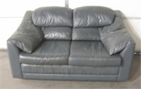 62" Wide Grey Leather Loveseat