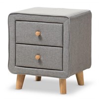 Jonesy 2 Drawer Mid Century Gray Fabric