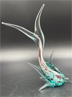 MCM 9” Murano Art Glass Dolphin Uv Reactive Under