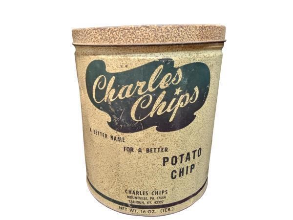 Vintage Charles Chips Potato Chips Tin- Original F