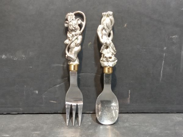 Arthur Court Child's bear fork and rabbit spoon