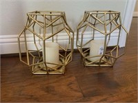 2PC GOLD CANDLE HOLDER