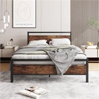 Full Bed Frame  Steel  Black/Brown