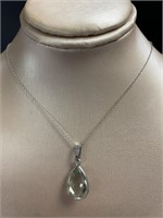 Pear Cut 6.05 ct Natural Green Amethyst Pendant