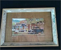 1930 Ford Carved Wood Picture