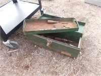 Metal Tool Box w/Insert Tray & Several Wrenches,