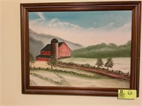 farm barn scene by b. bailes 27.5" x 21.5"