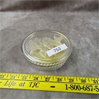 Frosted Rose Clear Rib Glass Trinket Box