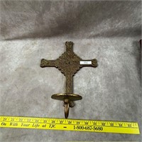 Metal Wall Cross With Candle Holder