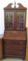 ANTIQUE SECRETARY DESK WITH GLASS DOORS