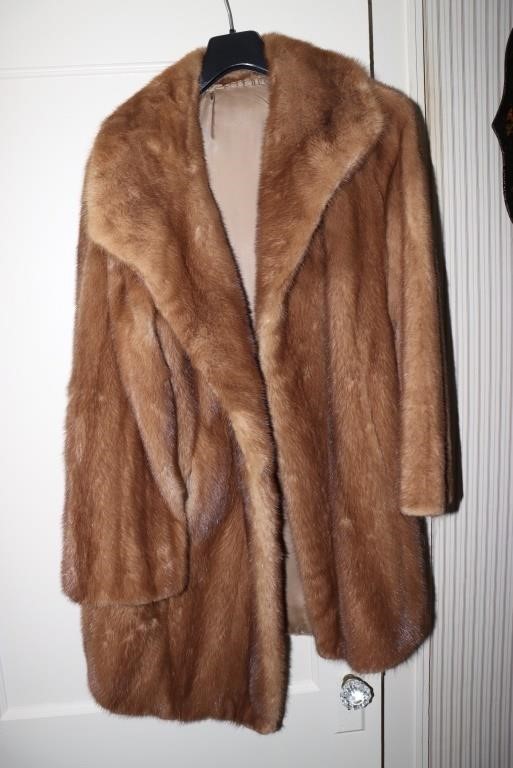 Fur coat with label Barbara H Shreve inside (torn)