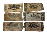 6-Assorted Pieces of Confederate Paper Money