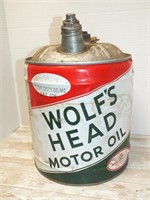 WOLF'S HEAD MOTOR OIL 5 GALLON CANISTER