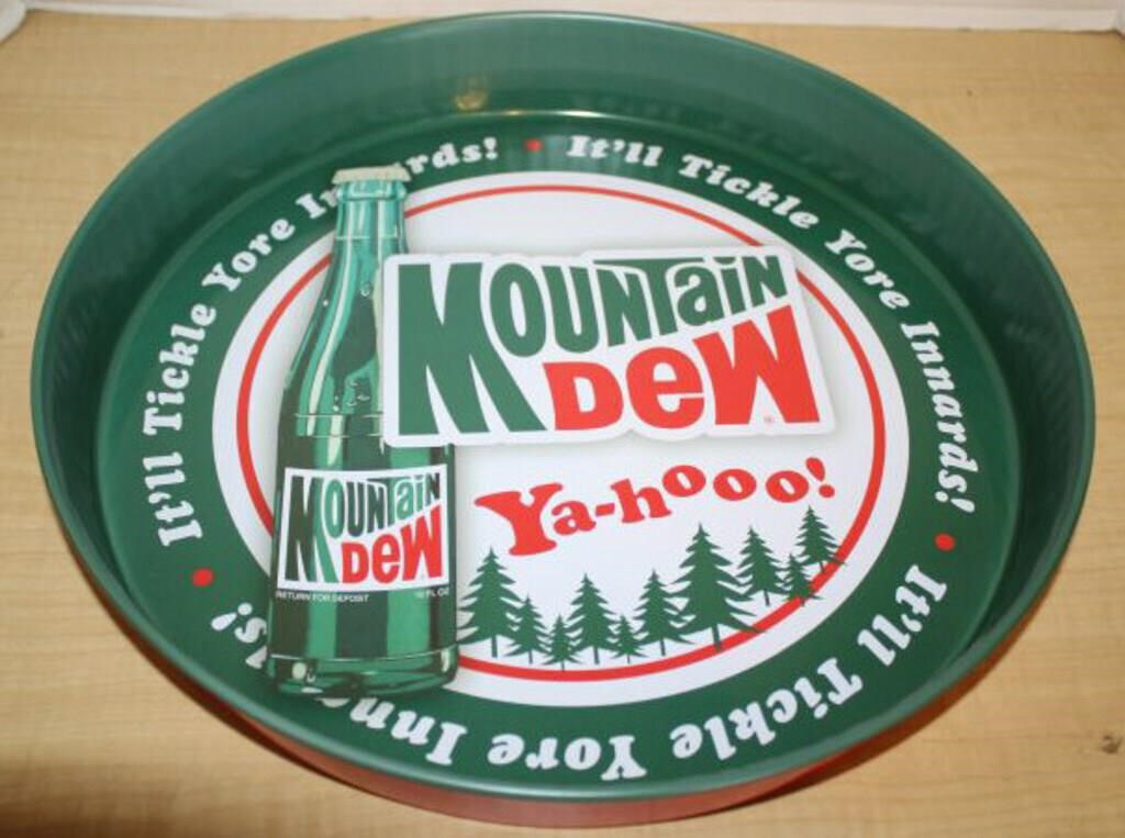 BRAND NEW METAL MOUNTAIN DEW TRAY-RED OUTSIDE