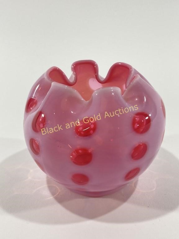 Fenton Cranberry Opalescent Dotted Rose Bowl