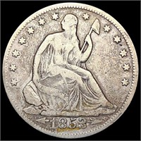 1853 Arws & Rays Seated Liberty Half Dollar