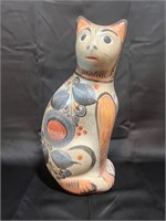 Tonala Mexico Folk Art Pottery Seated Cat