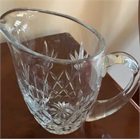 Hand Blown & Cut Glass Pitcher - Signed