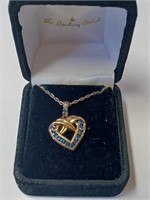 Marked 925 Blue Stone Heart Necklace