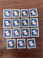 Lot of 15 used VTG Korean Christmas Stamps