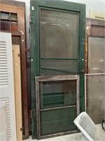 >Wood screen door & window