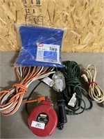 Craftsman 20' cord reel -ext. cords-tarp