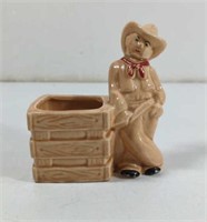 Vintage Tan Glazed Western Cowboy Planter Ceramic