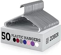 ZOBER Hangers 50 Pack, Standard Plastic Hanger,