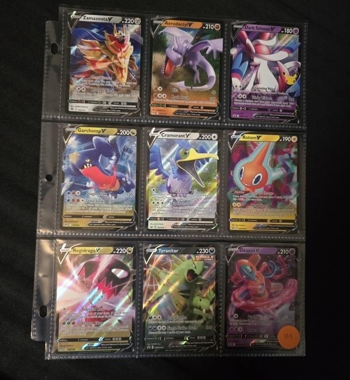 9 CARD SHEET POKEMON HOLO V CARDS