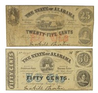 Pair Of 1863 State Of Alabama Obsoletes