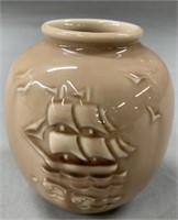 Small Rookwood Art Pottery Vase Ship Scene