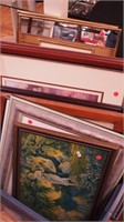 Large group of framed items