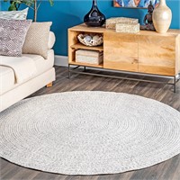 6' Round Ivory Braided Area Rug