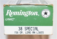 20 ROUNDS REMINGTON 38 SPECIAL 158GR LEAD RN